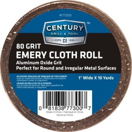 CENTURY DRILL & TOOL Century Drill Emery Cloth Shop Roll 10 Yards 1" Wide 80 Grit 77300